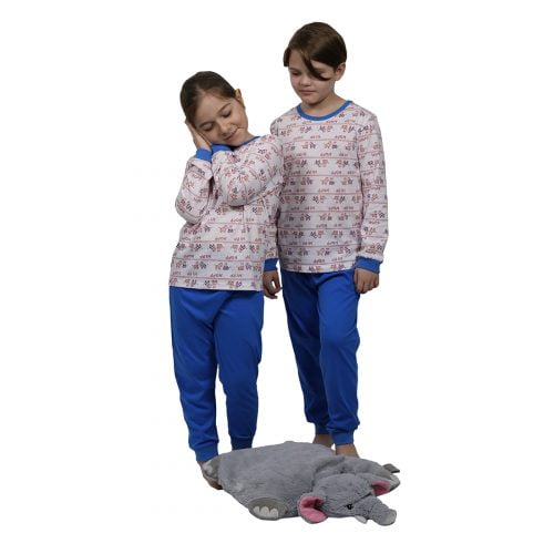 Pijama cu Maneca Lunga pentru Copii Hipp Hopp Bleu - bumbac 100%
