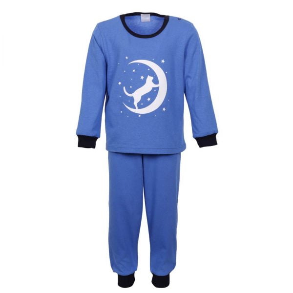 Pijama Copii Moon Cat Albastra - 100% bumbac