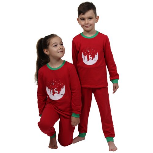 Pijama copii rosie Cerb Carpatin - 100% bumbac